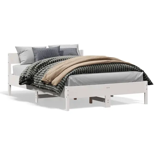 Gossi cadru de pat fara saltea, alb, 120x190 cm, lemn masiv pin