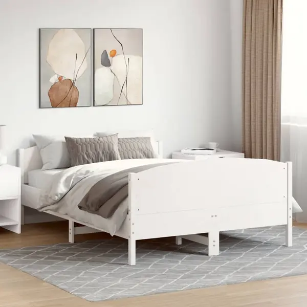 Gossi cadru de pat fara saltea, alb, 120x200 cm, lemn masiv pin
