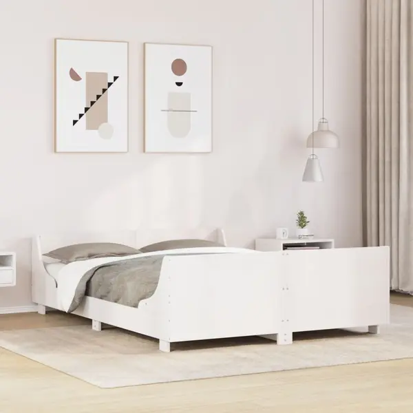 Gossi cadru de pat fara saltea, alb, 120x200 cm, lemn masiv pin