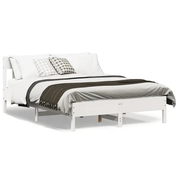 Gossi cadru de pat fara saltea, alb, 140x190 cm, lemn masiv de pin