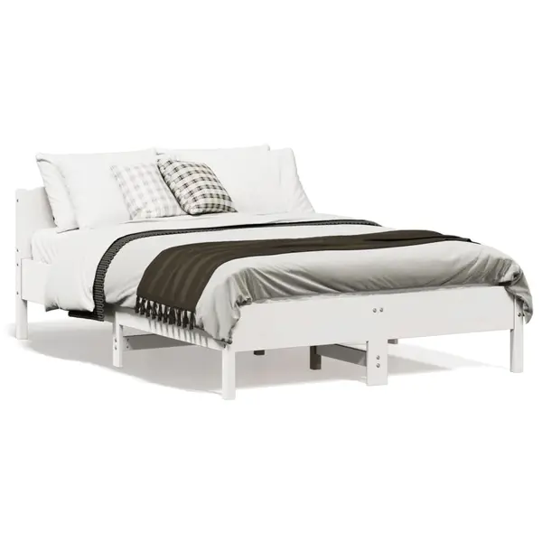 Gossi cadru de pat fara saltea, alb, 140x190 cm, lemn masiv de pin