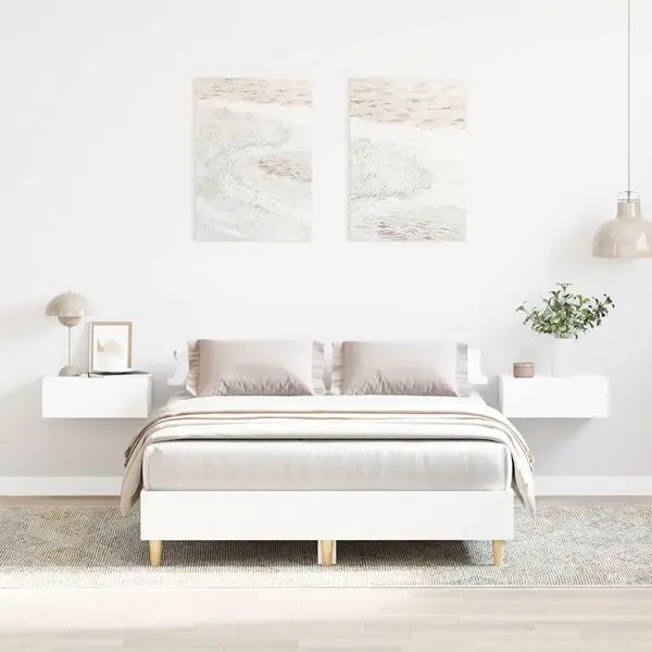 Gossi cadru de pat fara saltea, alb, 140x190 cm, lemn prelucrat