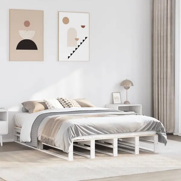 Gossi cadru de pat fara saltea, alb, 140x200 cm, lemn masiv pin