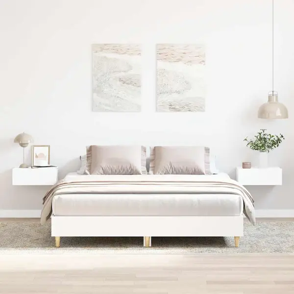 Gossi cadru de pat fara saltea, alb, 140x200 cm, lemn prelucrat