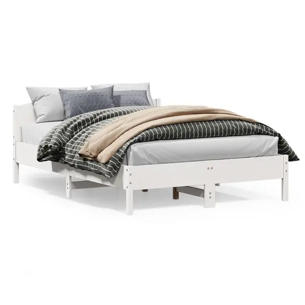 Gossi cadru de pat fara saltea, alb, 150x200 cm, lemn masiv pin
