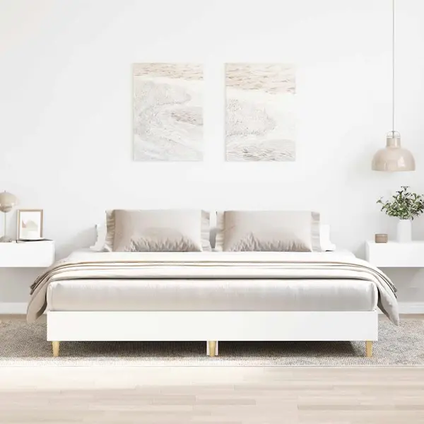 Gossi cadru de pat fara saltea, alb, 160x200 cm, lemn de prelucrare