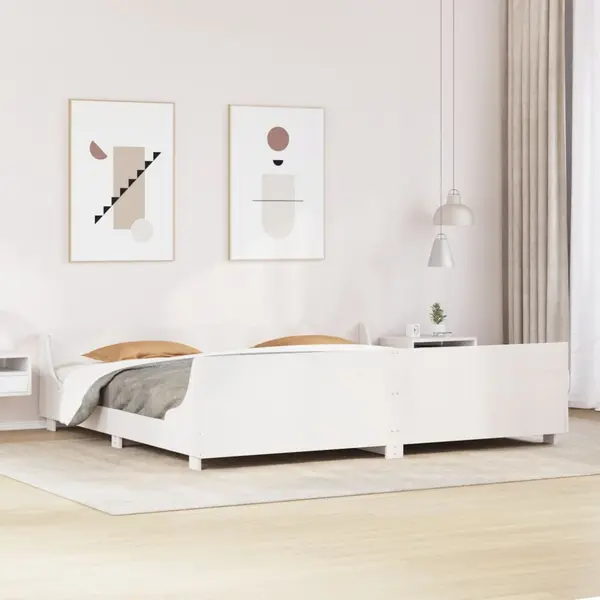 Gossi cadru de pat fara saltea, alb, 180x200 cm, lemn masiv pin