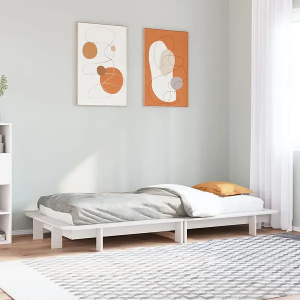Gossi cadru de pat fara saltea, alb, 75x190 cm, lemn masiv de pin