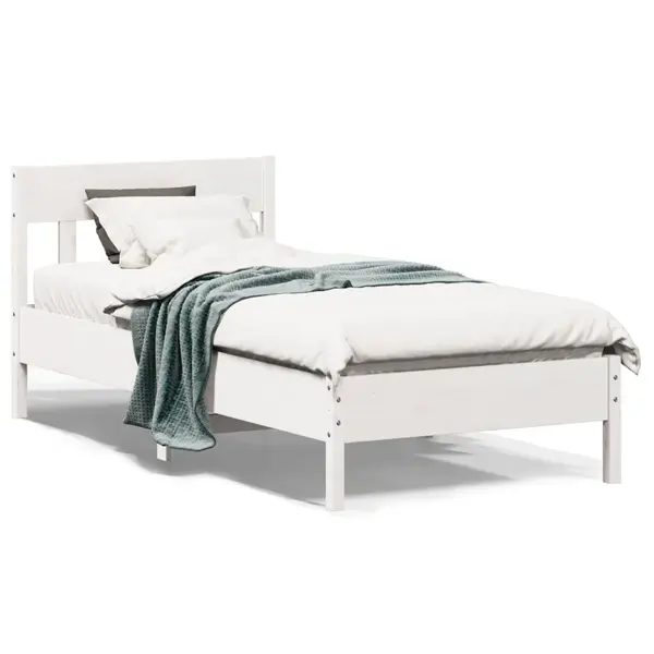 Gossi cadru de pat fara saltea, alb, 75x190 cm, lemn masiv de pin