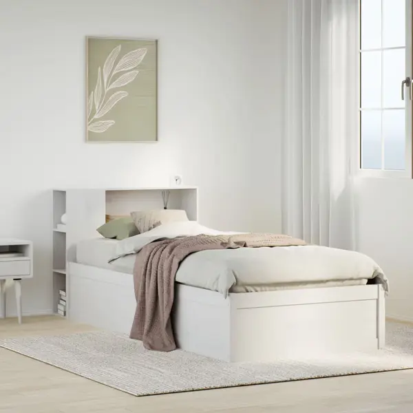 Gossi cadru de pat fara saltea, alb, 75x190 cm, lemn masiv de pin