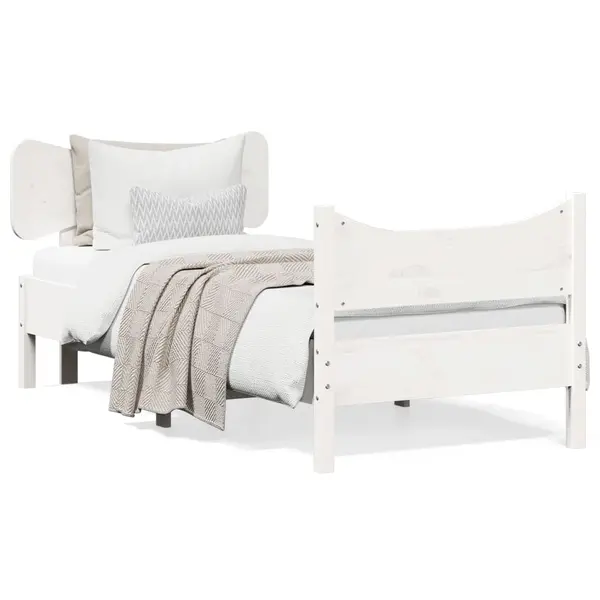 Gossi cadru de pat fara saltea, alb, 75x190 cm, lemn masiv de pin