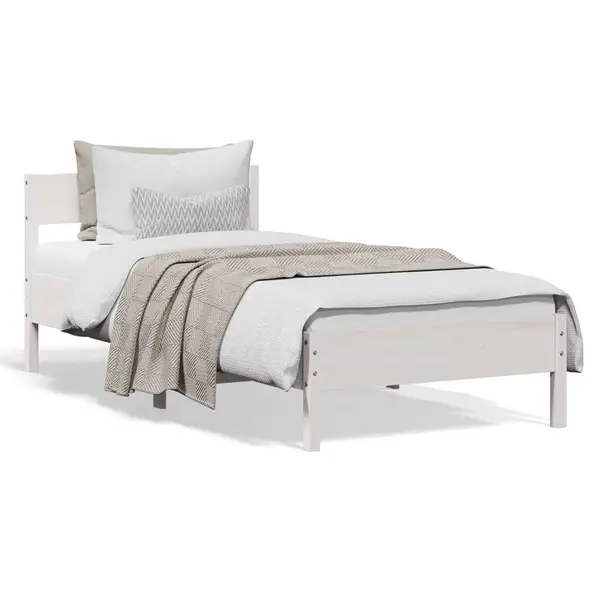 Gossi cadru de pat fara saltea, alb, 75x190 cm, lemn masiv de pin