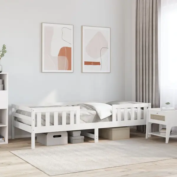 Gossi cadru de pat fara saltea, alb, 80x200 cm, lemn masiv de pin