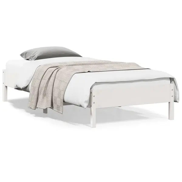 Gossi cadru de pat fara saltea, alb, 90x200 cm, lemn masiv pin
