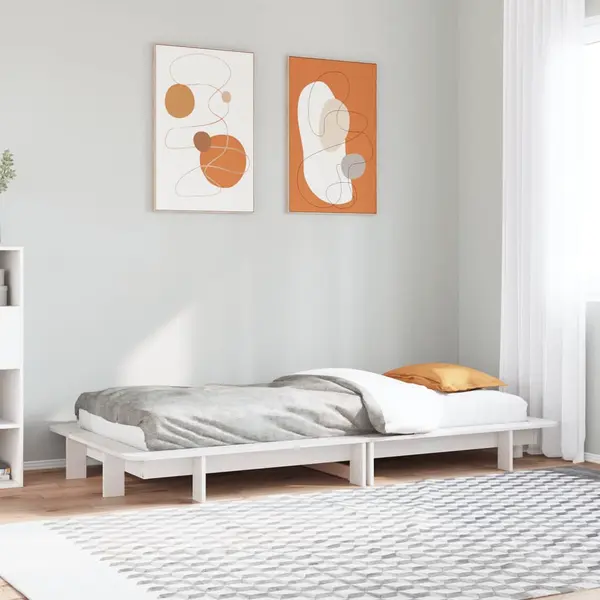 Gossi cadru de pat fara saltea, alb, 90x200 cm, lemn masiv pin