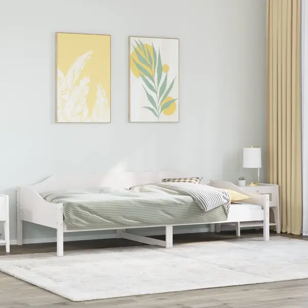 Gossi cadru de pat fara saltea, alb, 90x200 cm, lemn masiv pin