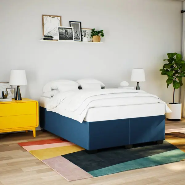 Gossi cadru de pat fara saltea, albastru, 140x190 cm, textil