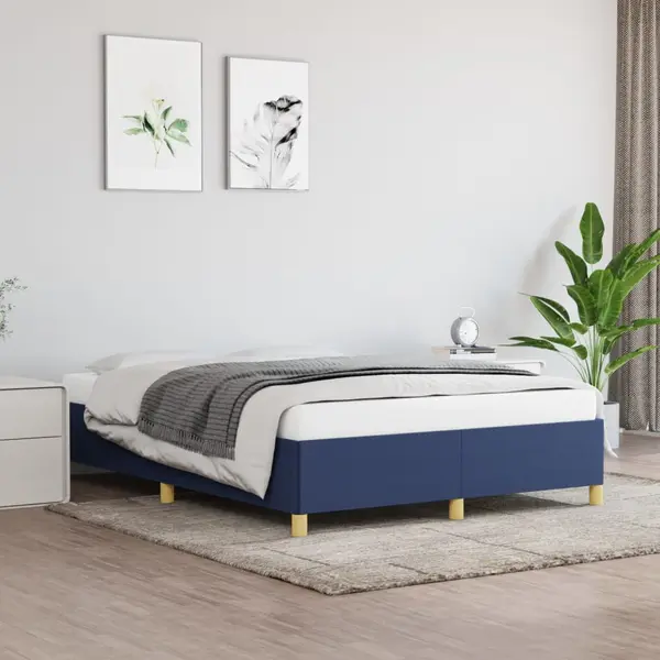 Gossi cadru de pat fara saltea, albastru, 140x190 cm, textil