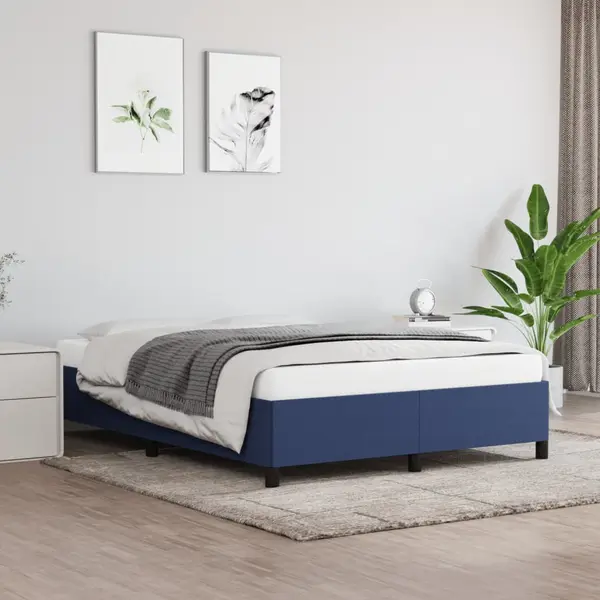 Gossi cadru de pat fara saltea, albastru, 140x190 cm, textil
