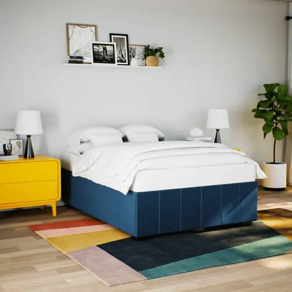Gossi cadru de pat fara saltea, albastru, 140x190 cm, textil