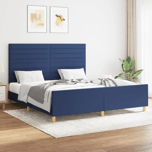 Gossi cadru de pat fara saltea, albastru, 160x200 cm, textil