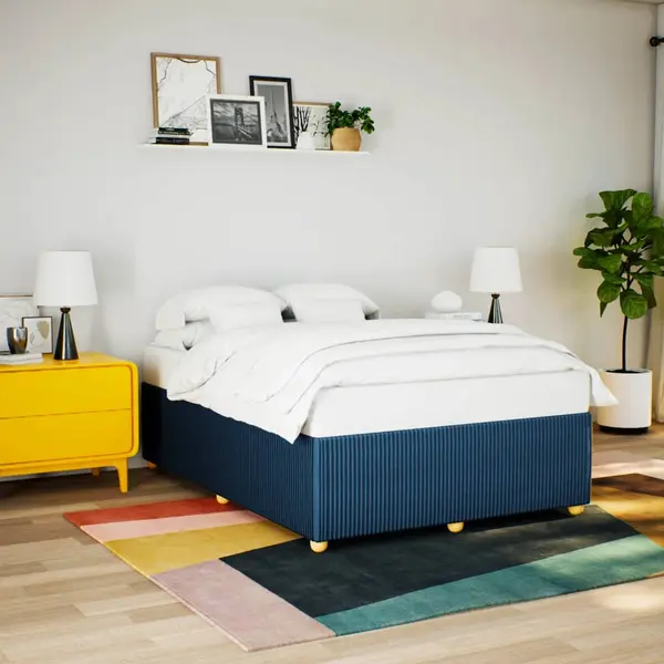 Gossi cadru de pat fara saltea, albastru, 160x200 cm, textil