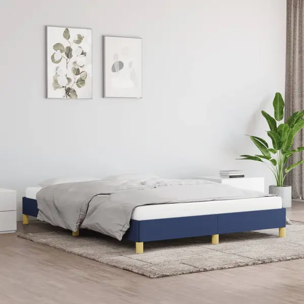 Gossi cadru de pat fara saltea, albastru, 160x200 cm, textil