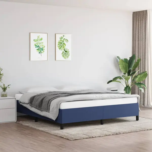 Gossi cadru de pat fara saltea, albastru, 160x200 cm, textil