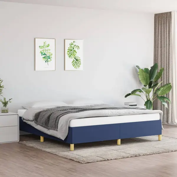 Gossi cadru de pat fara saltea, albastru, 160x200 cm, textil