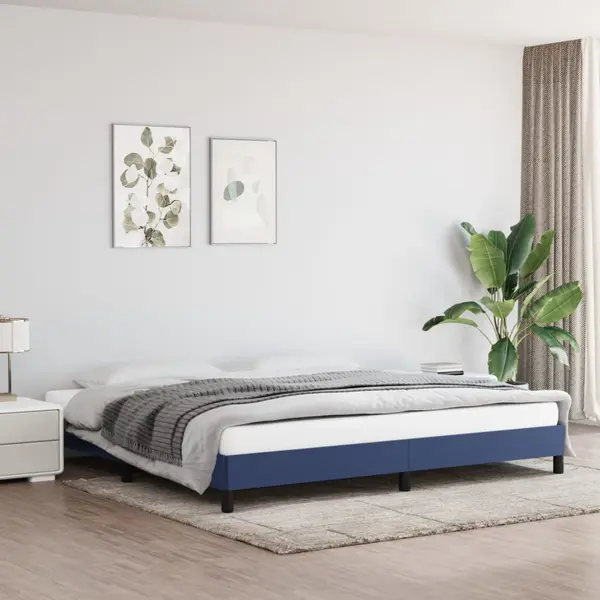 Gossi cadru de pat fara saltea, albastru, 200x200 cm, textil