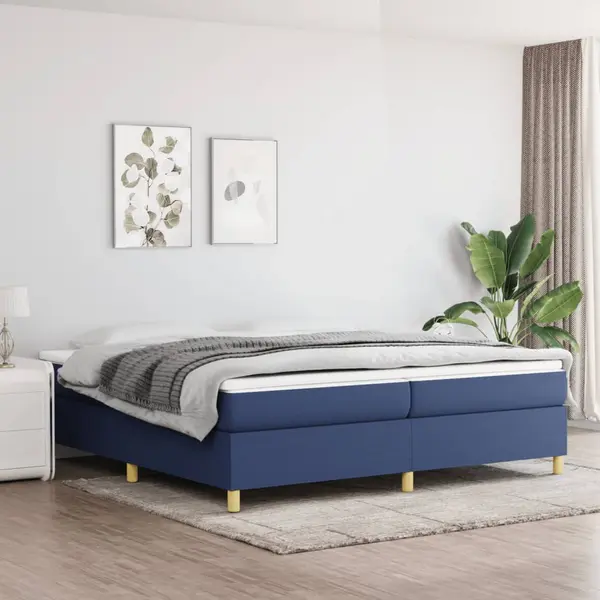 Gossi cadru de pat fara saltea, albastru, 200x200 cm, textil