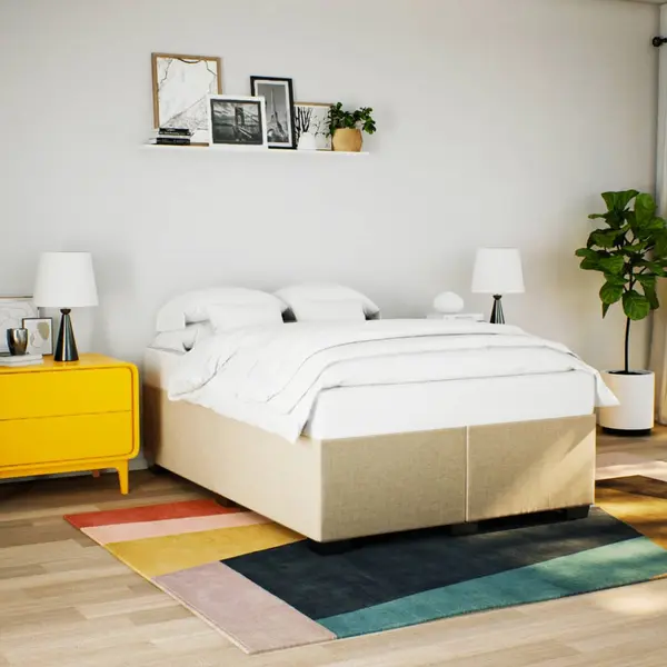 Gossi cadru de pat fara saltea, crem, 140x190 cm, textil