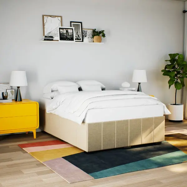 Gossi cadru de pat fara saltea, crem, 140x200 cm, textil
