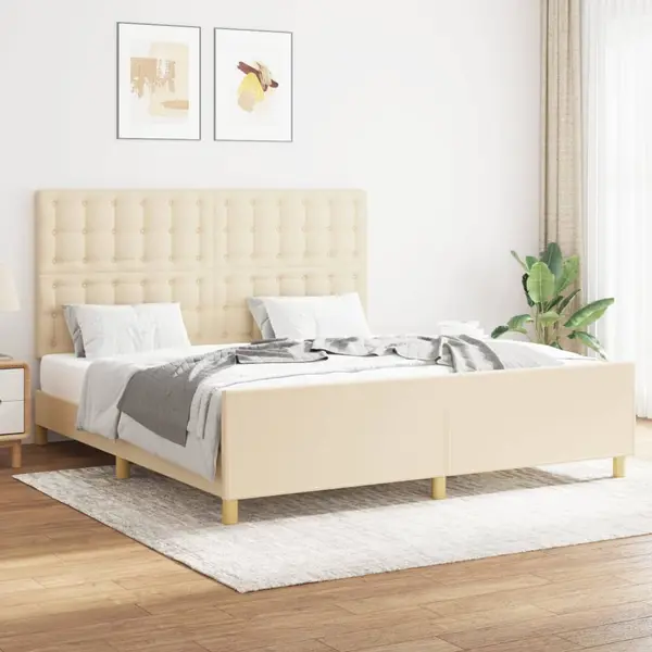Gossi cadru de pat fara saltea, crem, 160x200 cm, textil