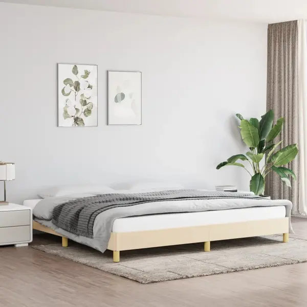 Gossi cadru de pat fara saltea, crem, 200x200 cm, textil