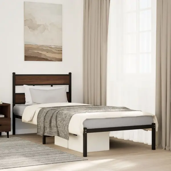 Gossi cadru de pat fara saltea, cu tablie, stejar maro, 90x190 cm