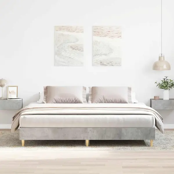 Gossi cadru de pat fara saltea gri beton 160x200cm lemn prelucrat