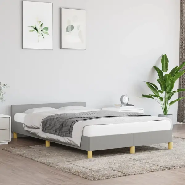 Gossi cadru de pat fara saltea, gri deschis, 120x200 cm, textil