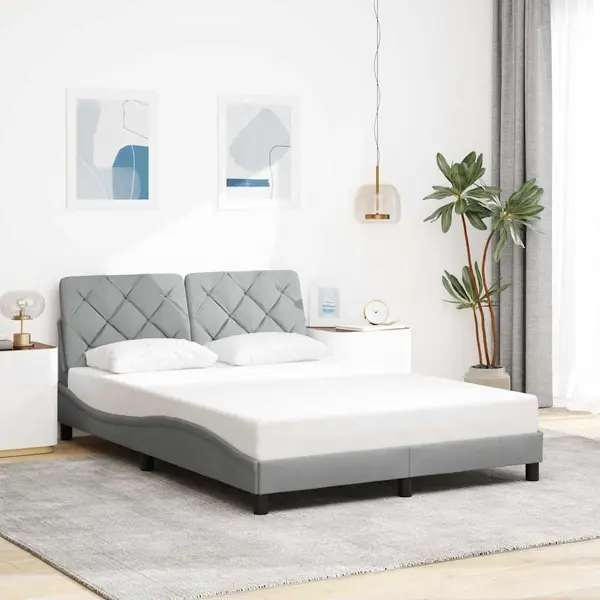 Gossi cadru de pat fara saltea, gri deschis, 140x200 cm, textil