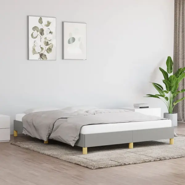 Gossi cadru de pat fara saltea, gri deschis, 140x200 cm, textil
