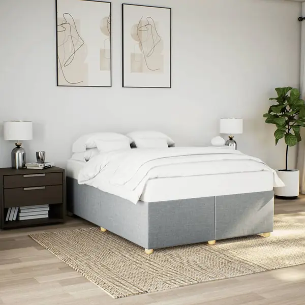 Gossi cadru de pat fara saltea, gri deschis, 160x200 cm, textil
