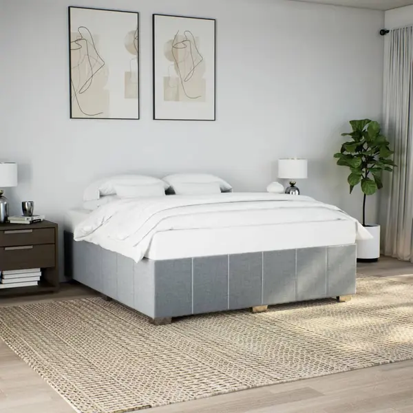 Gossi cadru de pat fara saltea, gri deschis, 200x200 cm, textil