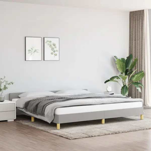 Gossi cadru de pat fara saltea, gri deschis, 200x200 cm, textil