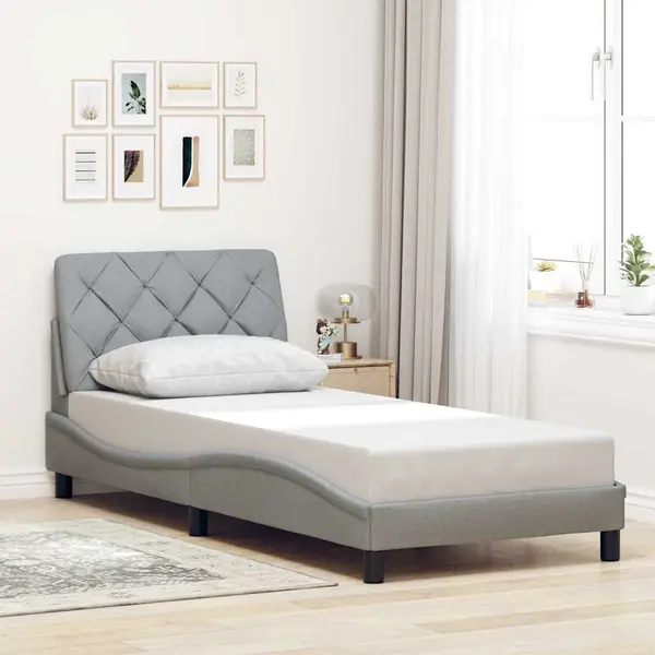 Gossi cadru de pat fara saltea, gri deschis, 90x200 cm, textil
