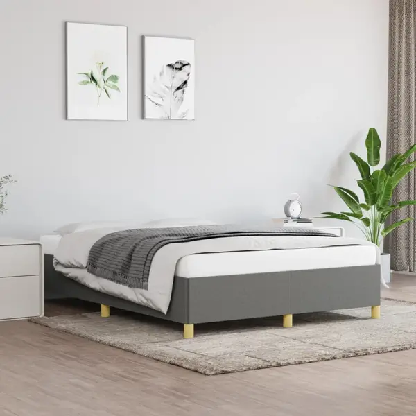Gossi cadru de pat fara saltea, gri inchis, 140x190 cm, textil