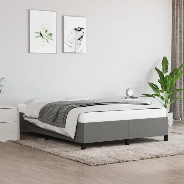 Gossi cadru de pat fara saltea, gri inchis, 140x200 cm, textil