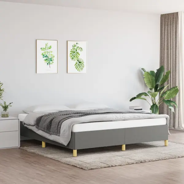 Gossi cadru de pat fara saltea, gri inchis, 160x200 cm, textil