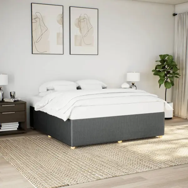 Gossi cadru de pat fara saltea, gri inchis, 180x200 cm, textil