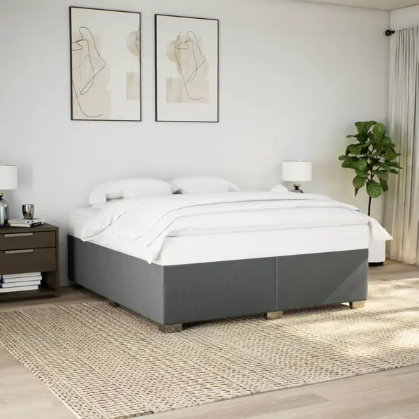 Gossi cadru de pat fara saltea, gri inchis, 180x200 cm, textil