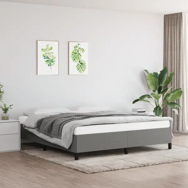 Gossi cadru de pat fara saltea, gri inchis, 180x200 cm, textil